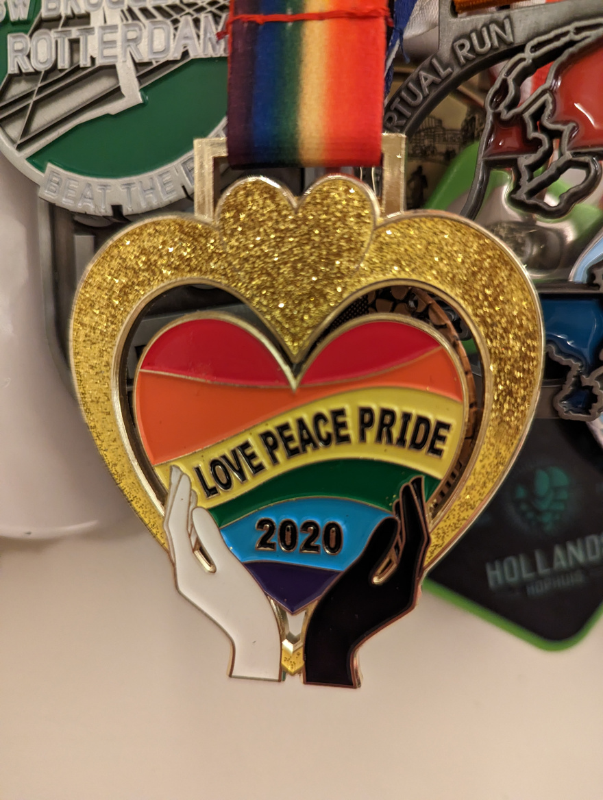 Love Peace Pride Virtual Run 2020 medal