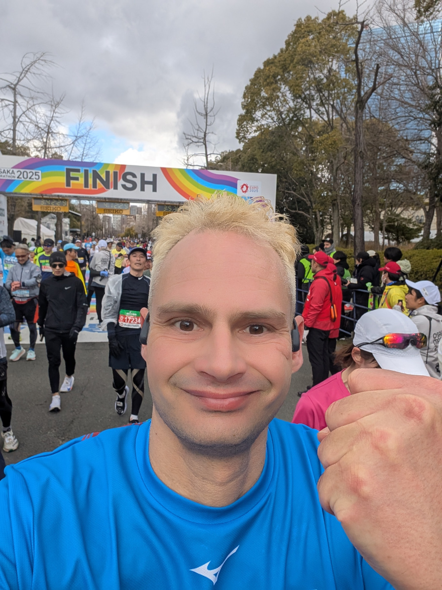 Selfie of Rob Kaper at Osaka Marathon 2025